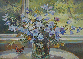 BLUE FLOWER STILL LIFE, gorgeous, beautiful, a, painting HD wallpaper