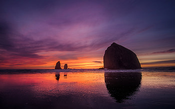 Cannon Beach Sunset, beach, sunset, nature, cannon HD wallpaper