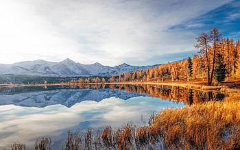 Autumn Lake, autumn, calm, mountains, lake HD wallpaper