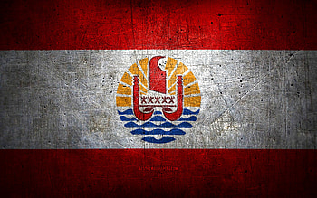 French Polynesian metal flag, grunge art, oceanian countries, Day of French Polynesia, national symbols, French Polynesia flag, metal flags, Flag of French Polynesia, Oceania, French Polynesian flag, French Polynesia HD wallpaper
