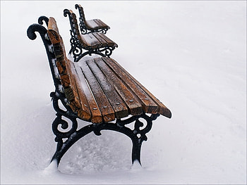 Waiting...on Sun, benches, winter, snow, park HD wallpaper