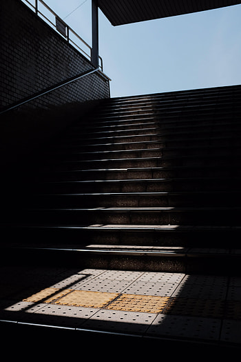 Dark, Shadow, Ladder, Stairs, Steps, Handrail, Railings HD phone wallpaper