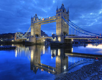 London bridge, blue sky, span, clouds, towers HD wallpaper