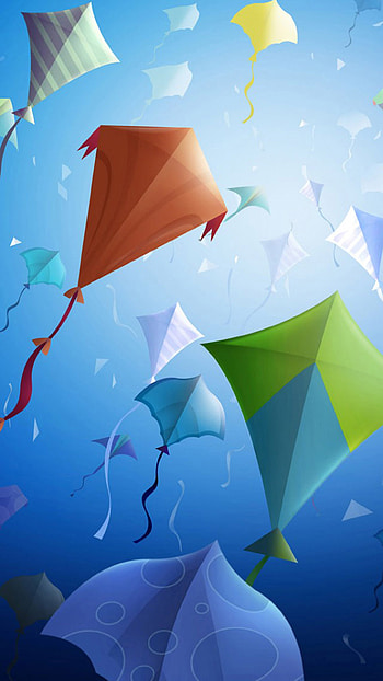 Blue, green, kites, light, abstract, apple HD phone wallpaper