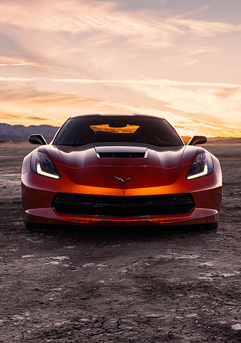 Front view c7, orange, car, corvette HD phone wallpaper