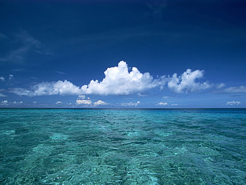 Clouds, blue sky and sea, blue, oceans, hawaii, clouds, sky, nature HD wallpaper