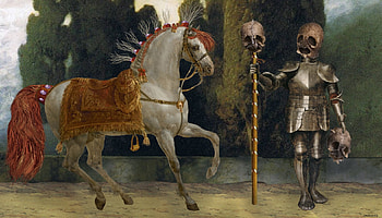 What's at stake?, horse, art, fantasy, skull, funny, cal HD wallpaper
