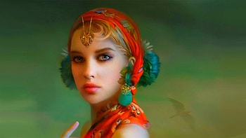 Gorgeous Face, art, girl, beautiful, jewelry, woman, digital, fantasy, costume, pretty, face HD wallpaper