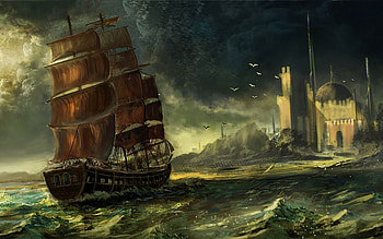 Ship, Fantasy HD wallpaper