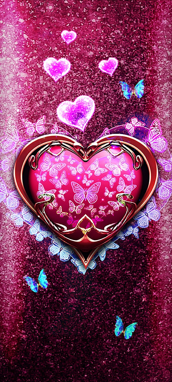 Lovely Glowing Heart, red, magenta, luxury, valentine HD phone wallpaper