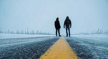 People, Winter, Snow, Miscellanea, Miscellaneous, Road HD wallpaper