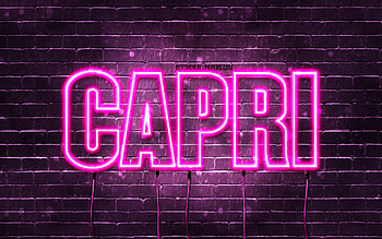 Capri, , with names, female names, Capri name, purple neon lights, Capri Birtay, Happy Birtay Capri, popular italian female names, with Capri name HD wallpaper
