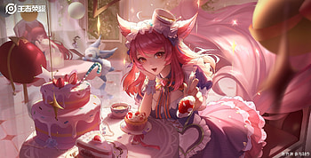 Fantasy girl, food, andre boulard, pink, fantasy, ears, girl, 3q studio HD wallpaper