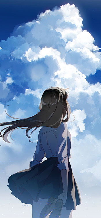 cloud, Anime, girl, anime girl HD phone wallpaper