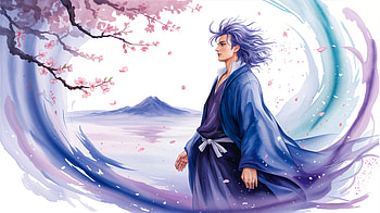 Anime Character, Kimono, Cherry Blossom HD wallpaper