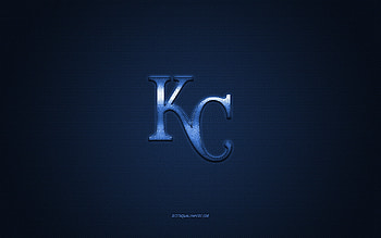 Kansas City Royals emblem, American baseball club, blue logo, blue carbon fiber background, MLB, Kansas City Royals Insignia, baseball, Chicago, USA, Kansas City Royals HD wallpaper
