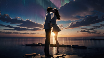 Couple From Above, artist, artwork, digital-art, couple, love, kissing, artstation HD wallpaper