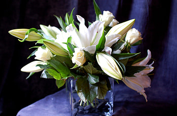 Flowers, Roses, Lilies, Bouquet, Vase HD wallpaper