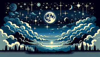 Moonlit Night Sky, night, moon, Stars, Night Sky, cloud HD wallpaper