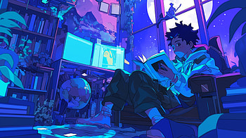 Blue Anime Vibes: for Cozy Reading Moments, Anime, lofi, reading, blue anime HD wallpaper