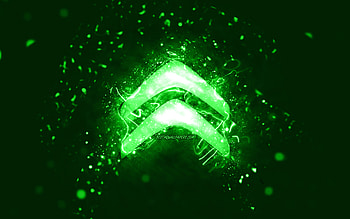 Citroen green logo, , green neon lights, creative, green abstract background, Citroen logo, cars brands, Citroen HD wallpaper