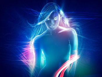 electric blue girl, blue, pink, electric, fantasy, girl, female HD wallpaper