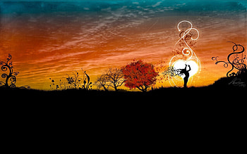 Nature, Dance, Vector, Silhouette, Girl, Look, Appearance HD wallpaper