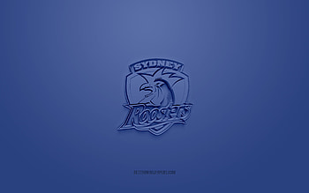 Sydney Roosters, creative 3D logo, blue background, National Rugby League, 3d emblem, NRL, Australian rugby league, Sydney, Australia, 3d art, rugby, Sydney Roosters 3d logo HD wallpaper