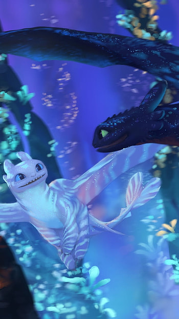 Toothless & Light Fury: Mystical Dragons of The Hidden World – , Toothless (How to Train Your Dragon), dragon, movie, How to Train Your Dragon: The Hidden World HD phone wallpaper