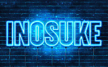 Happy Birtay Inosuke, , blue neon lights, Inosuke name, creative, Inosuke Happy Birtay, Inosuke Birtay, popular japanese male names, with Inosuke name, Inosuke HD wallpaper