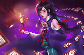 Fantasy girl, purple, pink, frumusete, fantasy, wei, luminos, girl, witch HD wallpaper