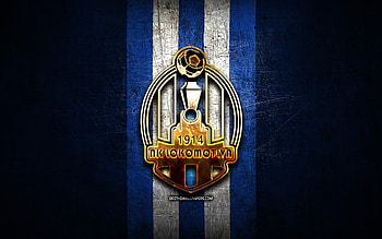 Lokomotiva Zagreb FC, golden logo, HNL, blue metal background, football, croatian football club, Lokomotiva Zagreb logo, soccer, NK Lokomotiva Zagreb HD wallpaper