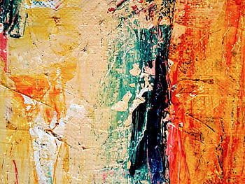 Vibrant close-up of a colorful acrylic abstract painting with textured brushstrokes. HD wallpaper