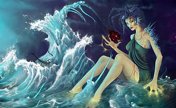 sea demons & girl, amazing creation, nice HD wallpaper