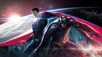 Batman X Superman Returns, batman, superman, superheroes, artwork, digital-art, pixiv HD wallpaper