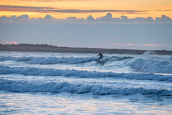 Sports, Twilight, Waves, Serfing, Ocean, Dusk, Surfer HD wallpaper
