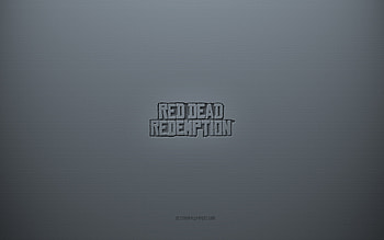 Red Dead Redemption logo, gray creative background, Red Dead Redemption emblem, gray paper texture, Red Dead Redemption, gray background, Red Dead Redemption 3d logo HD wallpaper