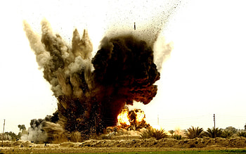 Landscape, Fire, Explosions HD wallpaper