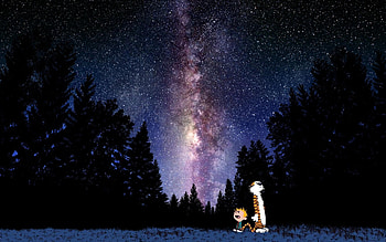 Calvin And Hobbes Comics Milky Way Space Stars HD wallpaper