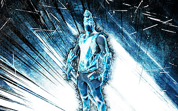 Frost Broker, grunge art, Fortnite Battle Royale, Fortnite characters, Frost Broker Skin, blue abstract rays, Fortnite, Frost Broker Fortnite HD wallpaper
