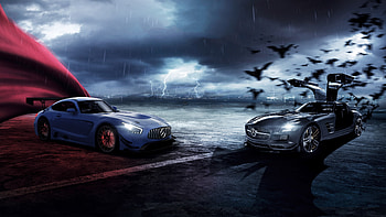 Mercedes AMG GT Superman And Batman, mercedes-amg-gtr, mercedes, cars, 2018-cars, behance, superman, batman HD wallpaper