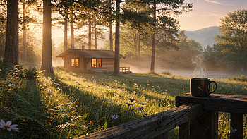 Cozy Morning at the Cabin — HD wallpaper