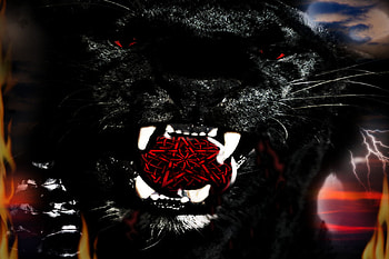 Demon Cat, evil, pentagram, panther, demon HD wallpaper