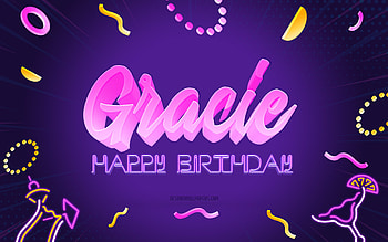 Happy Birtay Gracie, , Purple Party Background, Gracie, creative art, Happy Gracie birtay, Gracie name, Gracie Birtay, Birtay Party Background HD wallpaper