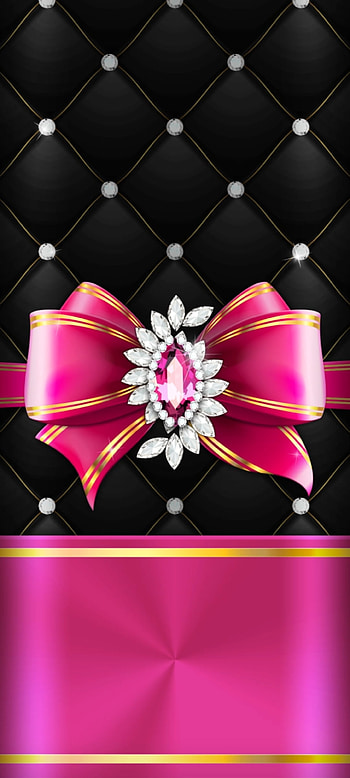 Luxury pink Ribbon, magenta, diamond, Leather, Premium HD phone wallpaper