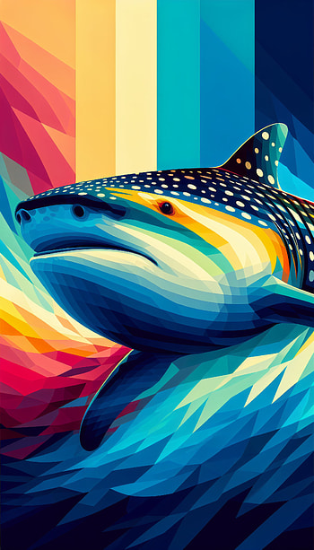 Majestic Whale Shark Illustration - Vibrant Ocean Giant, Digital Art, colorful, ocean, marine life HD phone wallpaper