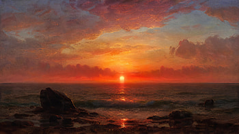 : Ember Horizon — Ocean Sunset, Rock HD wallpaper