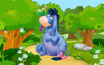 Winnie the Pooh, Eeyore, gray donkey, worm HD wallpaper