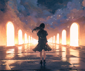 Anime Girl in Radiant Twilight Passage, Anime, girl, anime girl HD wallpaper