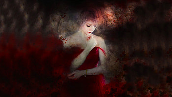Painting of a Woman in Red , art, girl, beautiful, red dress, woman, digital, painting, fantasy, pretty, fine, female HD wallpaper
